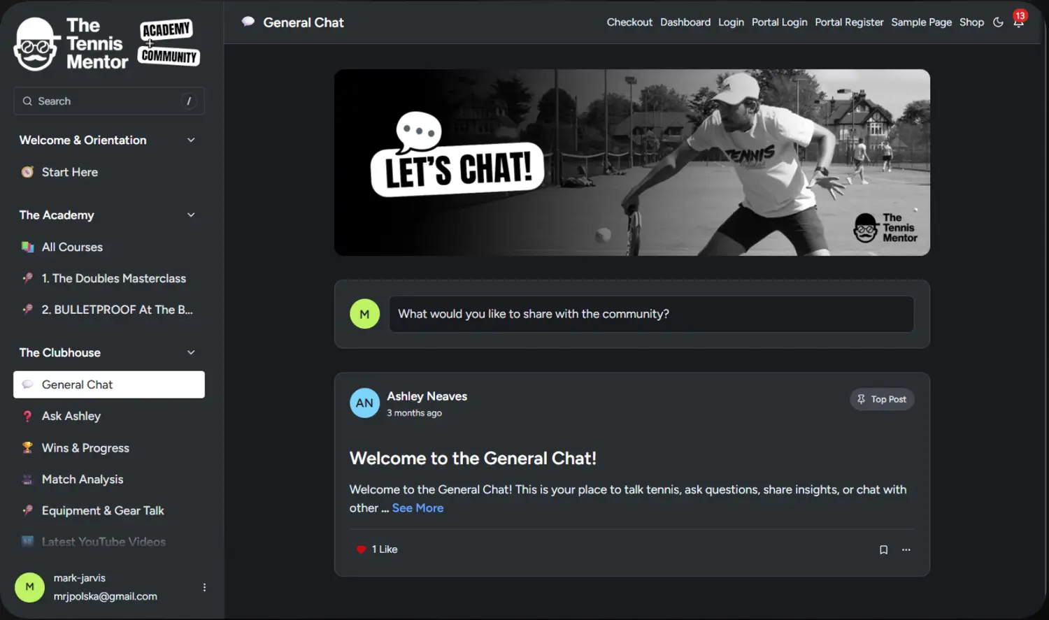 Inside the Tennis Mentor community: General Chat, the Academy and the Clubhouse
